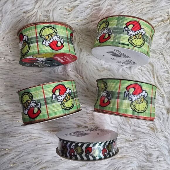 The GRINCH Christmas Ribbon Set of 5 Spools New Dr. Seuss, New - Picture 1 of 6